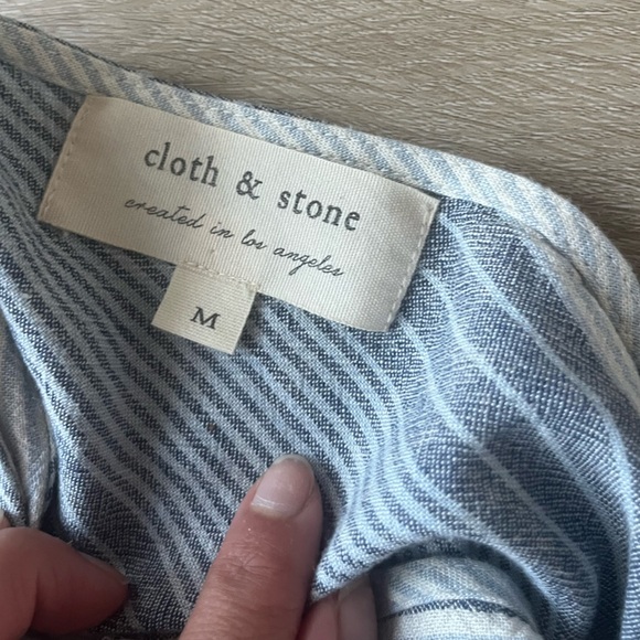 Anthropologie Cloth & Stone Linen Blend Striped Sleeveless Jumpsuit SZ M - Picture 4 of 10